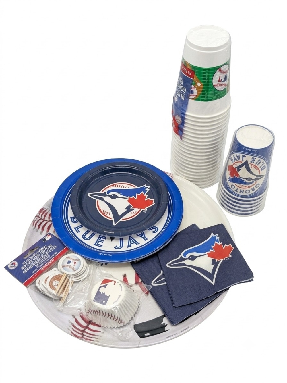 Toronto Blue Jays MLB Baseball Party Supplies Set Plates Cups Napkins Tray Pack